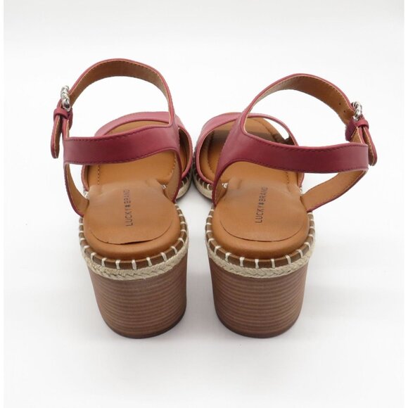 Lucky Brand Women's Rose Red Ankle Strap Block Heel Sandals Size 12 NEW - Picture 3 of 7